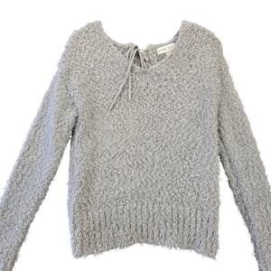 Knox Rose Gray Sweater Cozy Knit Loose Wrap Tie Back Lace Long Sleeves Women's M